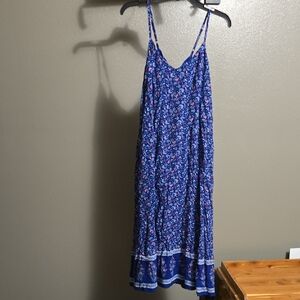 Floral Blue Maxi Dress With Pockets